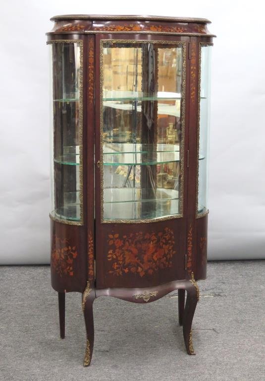 French Style Serpentine Vitrine Cabinet (1 of 6)