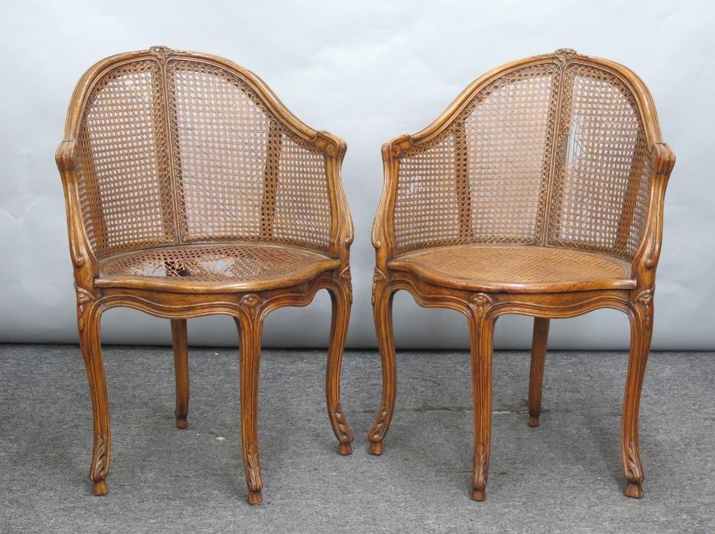 Pair Antique French Caned Corner Chairs (1 of 5)