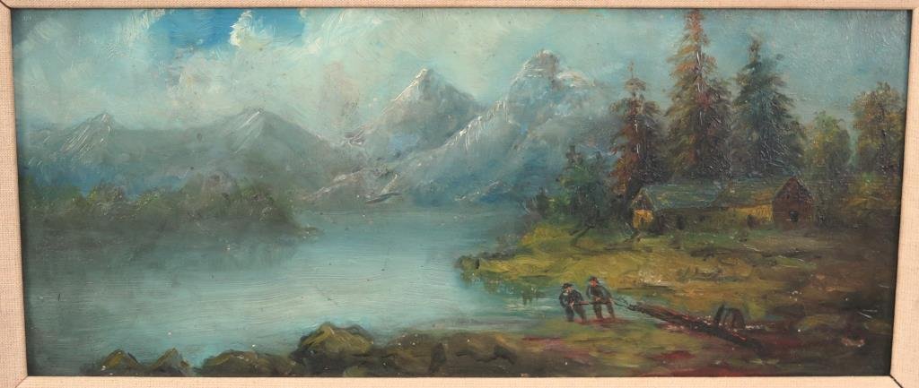 Unsigned - Oil on Masonite - Hudson River School (1 of 5)