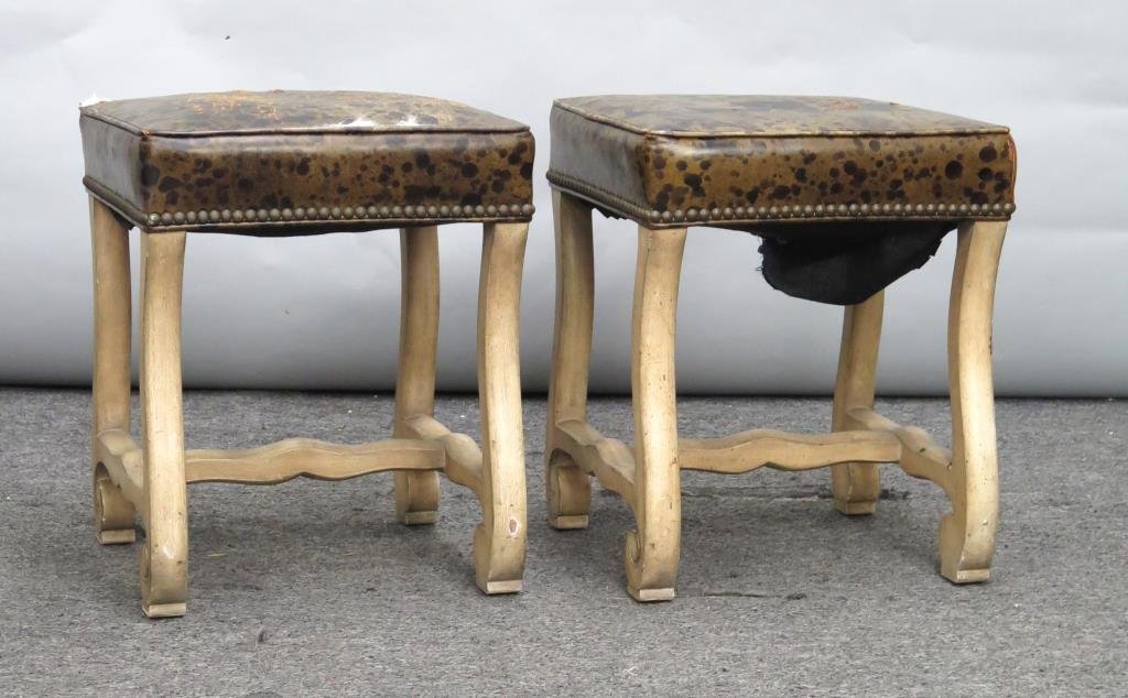 Pair Faux Leather Top Stools (1 of 3)