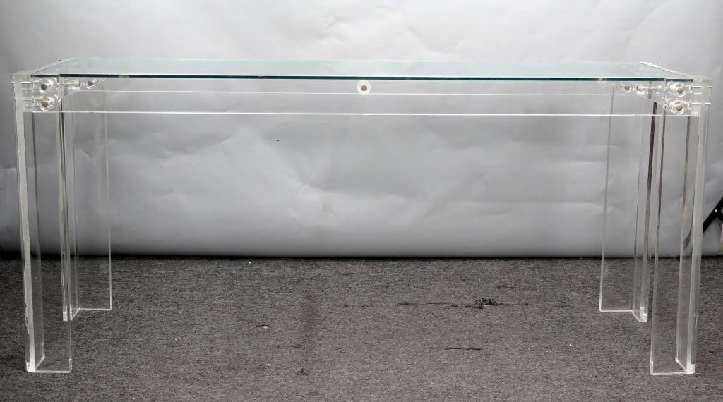 Long Lucite and Glass Top Console Table (1 of 4)