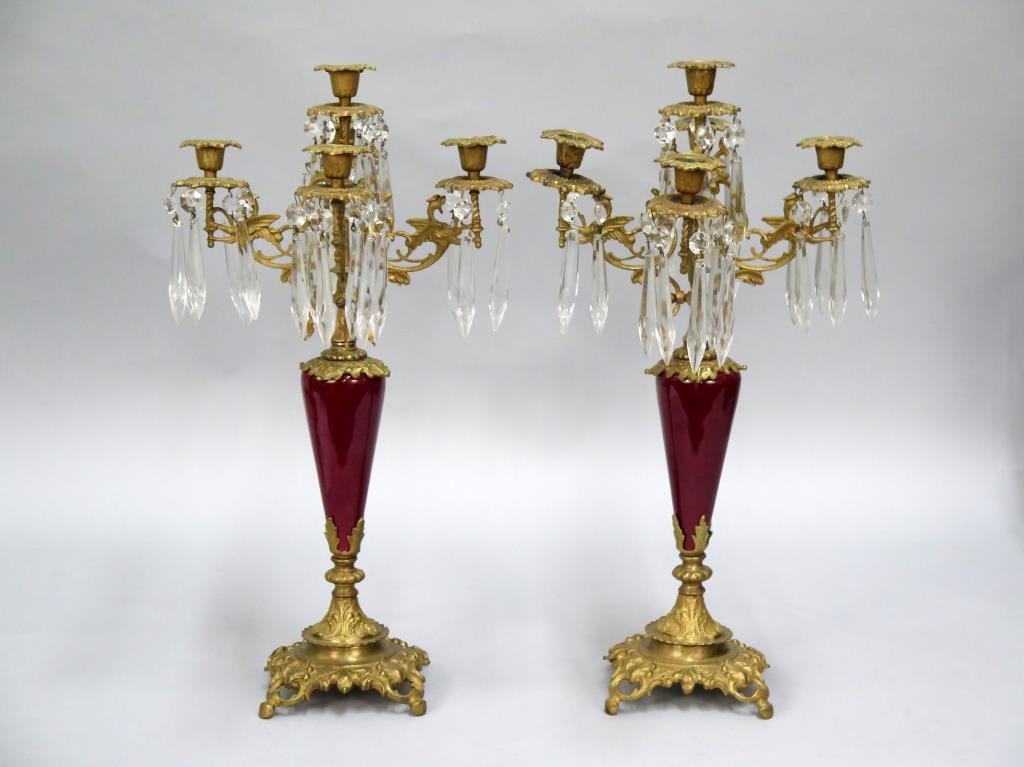Pair Brass Mounted Candelabra (1 of 5)