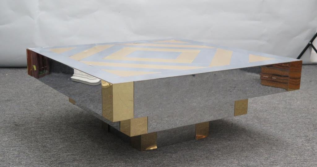 Paul Evans Style Chrome and Brass Coffee Table (1 of 7)