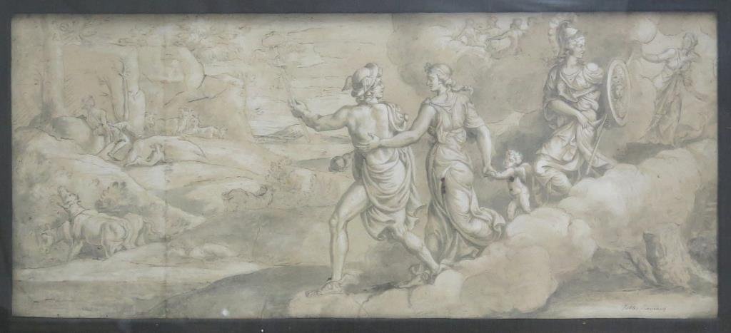 Signed Illegibly - Antique Sepia Pen & Ink (1 of 6)