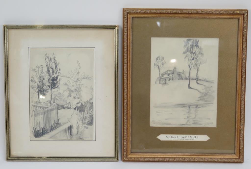Signed Childe Hassam - 2 Pencil Drawings (1 of 7)