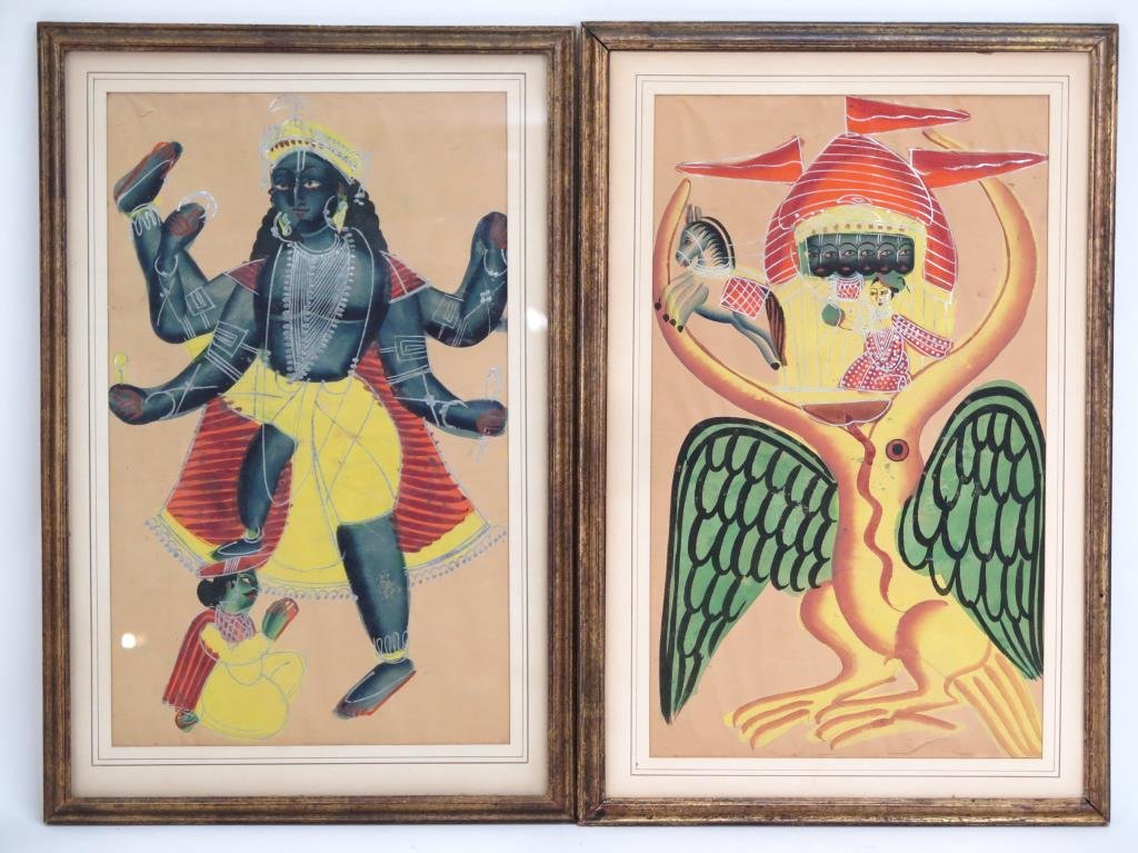 Pair Indian Watercolors on Paper (As Is) (1 of 10)