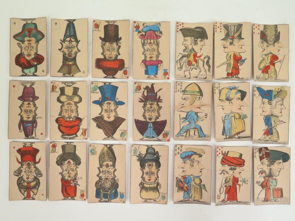 Set of 21 Hand Colored Playing Cards (1 of 9)