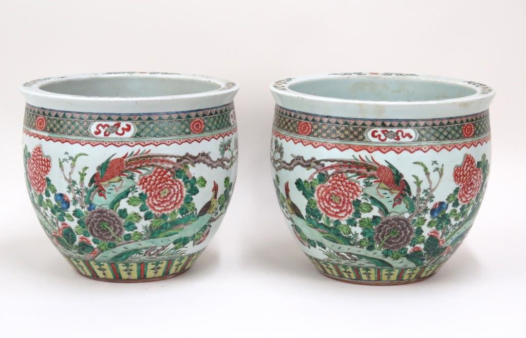 Pair Large Chinese Porcelain Planters (1 of 10)