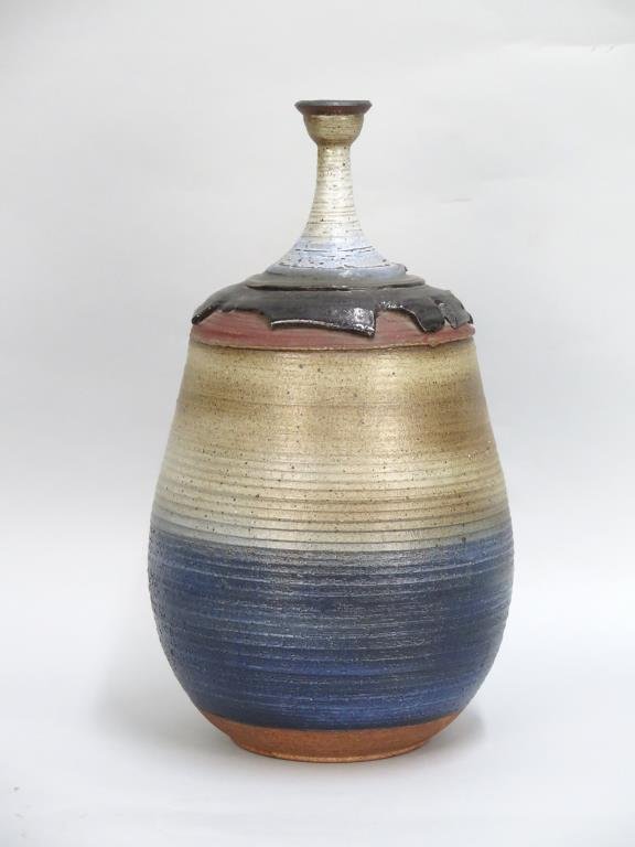 Signed Illegibly Large American Pottery Vase (1 of 5)