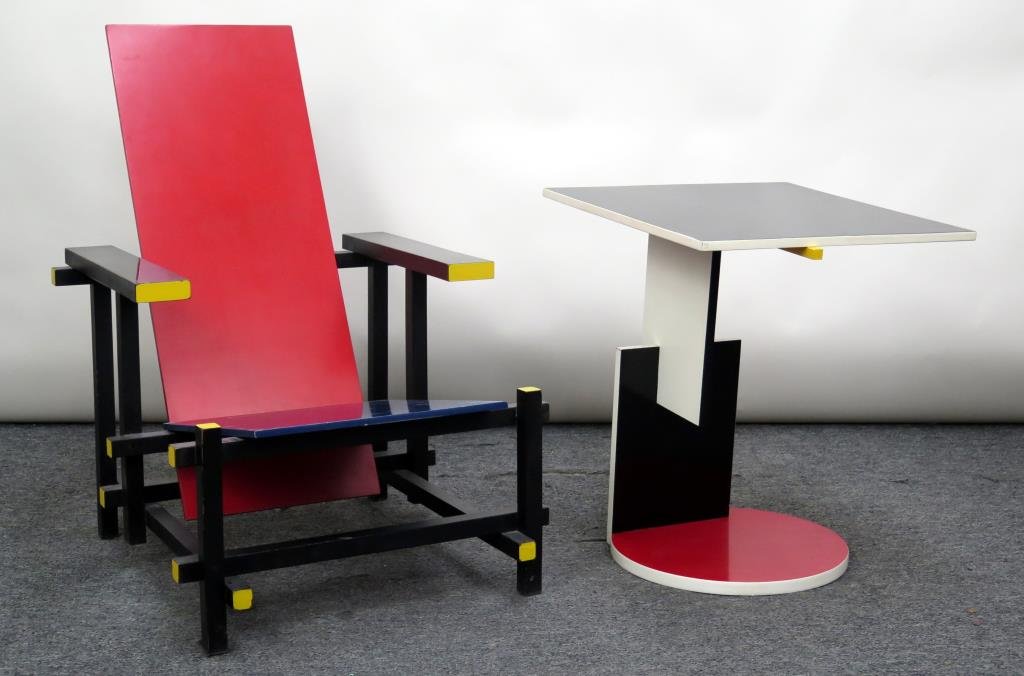Reitveld Style Modernist Armchair and Side Table (1 of 5)