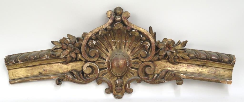 Antique Gilt Carved Pediment (As Is): 16H X 40"W"