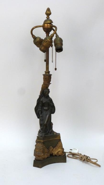 Late French Empire Bronze Figural Lamp (1 of 5)