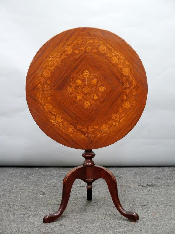 Dutch Marquetry Inlaid Tilt Top Table (1 of 5)