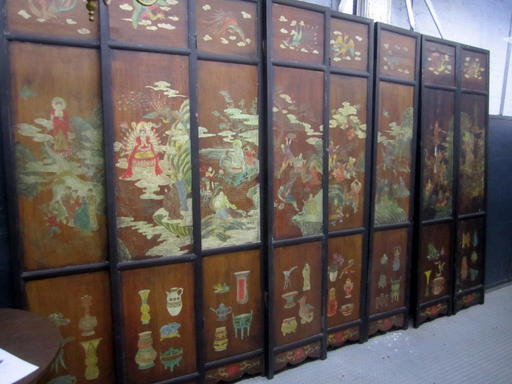 Chinese Tall 8 Panel Floor Screen (as is) (1 of 10)