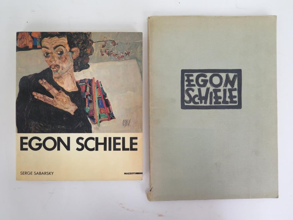 2 Books on Egon Schiele: Color by Serge Sabarsky. Larger (13.5 X 9.5") by Otto Benesch."