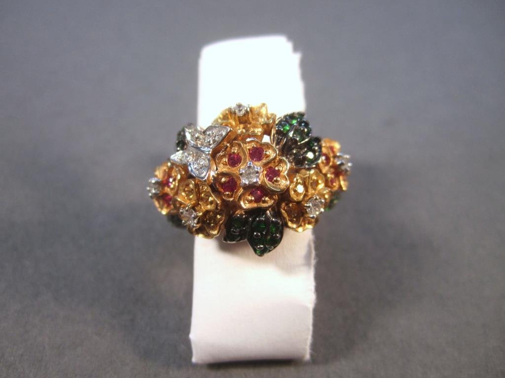 Diamond, Ruby, Tsavorite 14K Gold Ring (1 of 6)