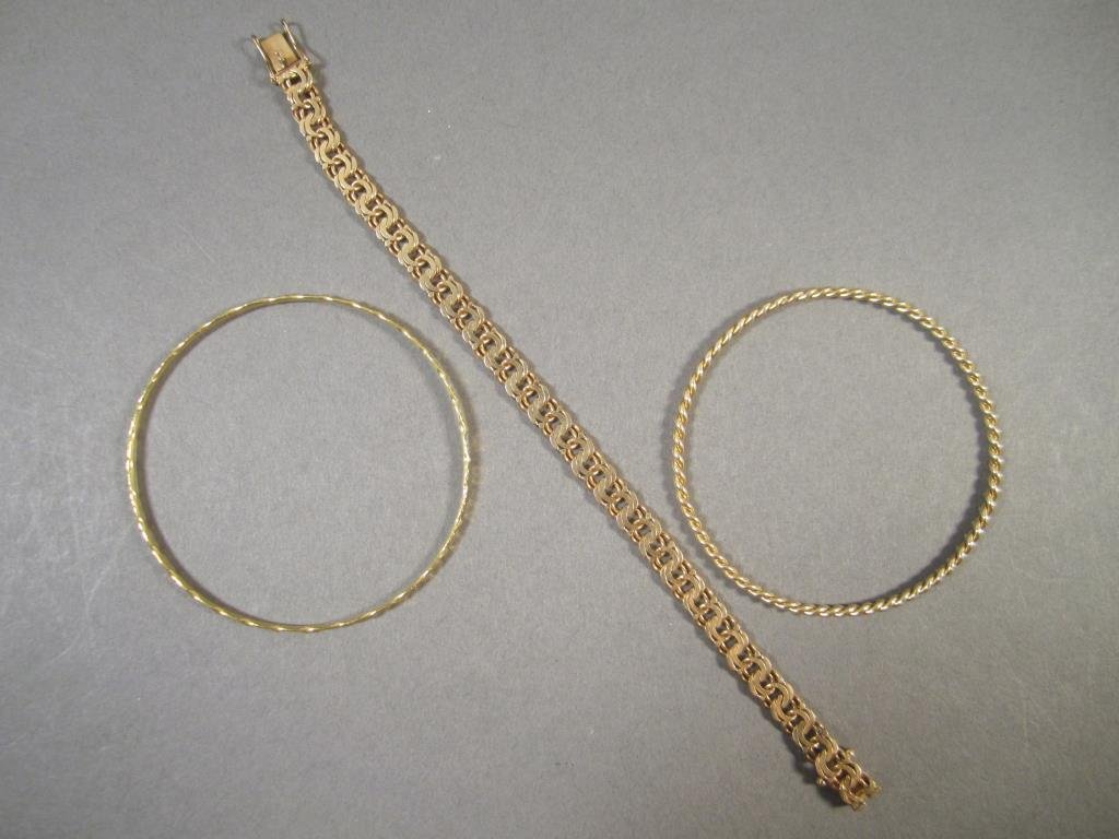 14K Gold - 2 Bangles and a Bracelet (1 of 3)