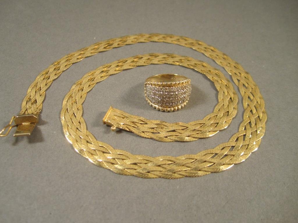 14K Gold and Diamond Ring and Necklace (1 of 4)