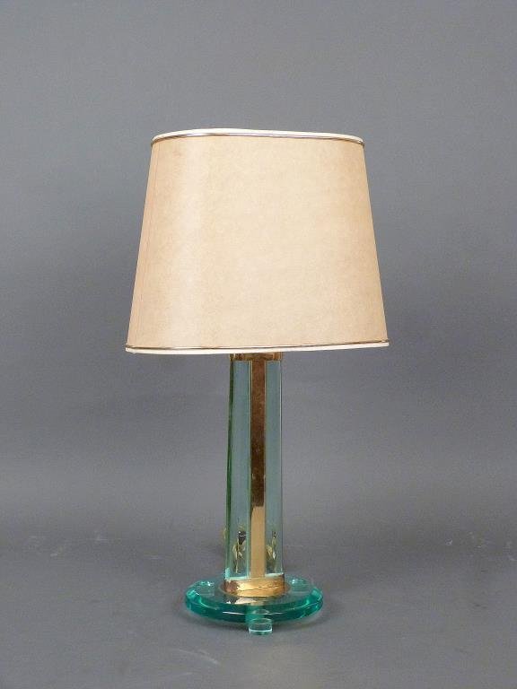 Modern Glass Lamp with Brass Mounts (1 of 4)