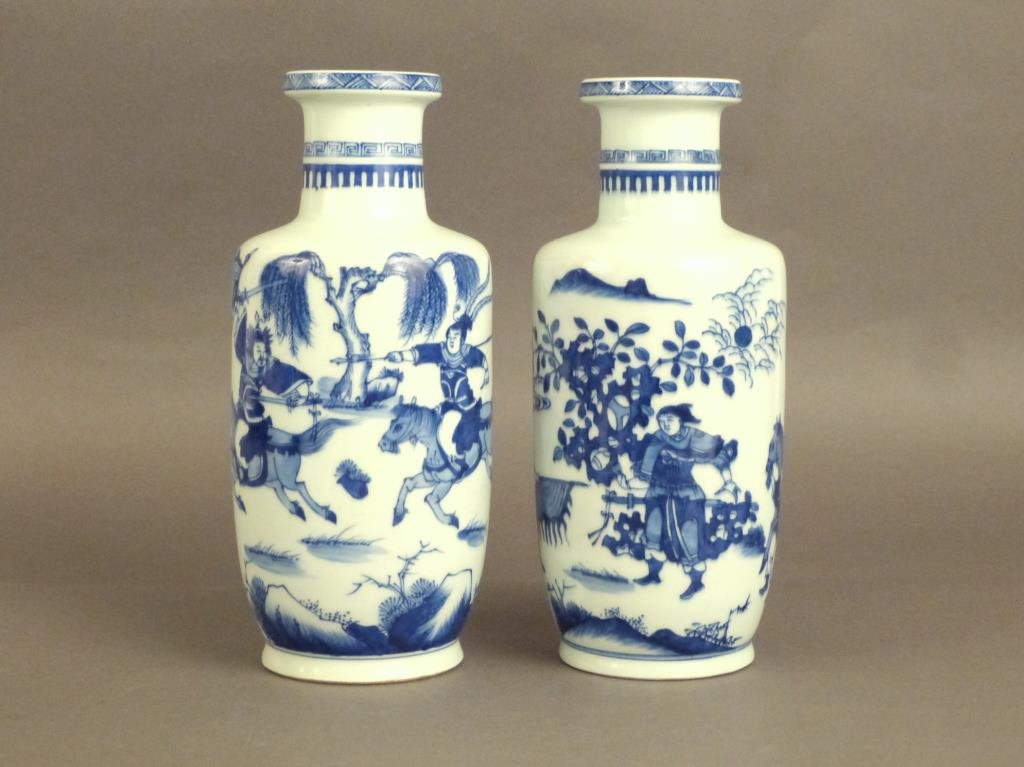 Pair Chinese Blue and White Porcelain Vases (1 of 8)