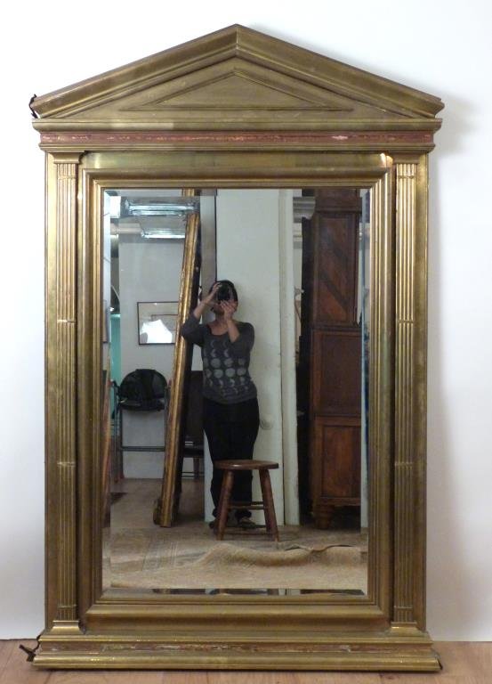 Heavy Brass and Wood Neoclassical Style Mirror (1 of 9)