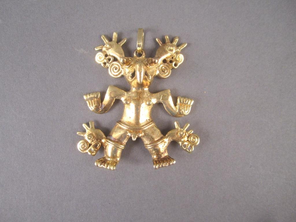 Central American Silver Pendant: Fertility figure. Marked 950. 2.5". 30 grams.