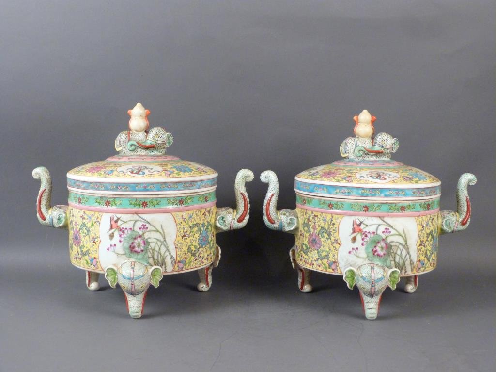Pair Chinese Enameled Covered Jars (1 of 7)
