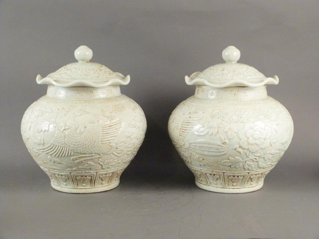 Pair Chinese Large Covered Jars (1 of 7)