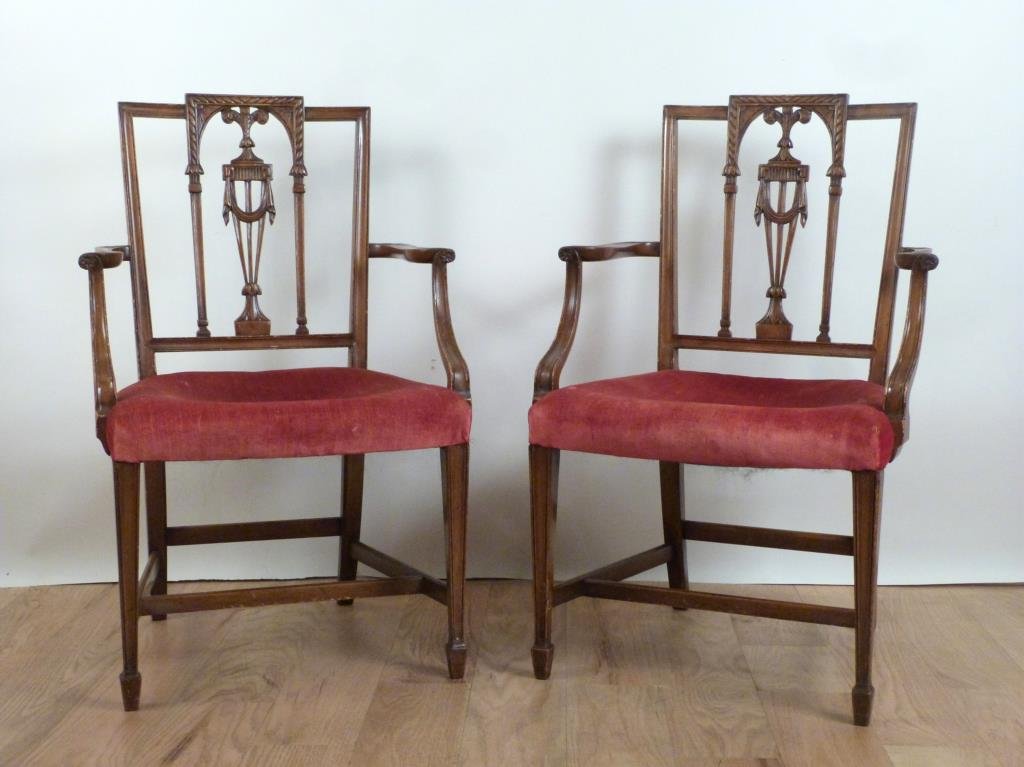 Pair Hepplewhite Style Open Armchairs (1 of 4)