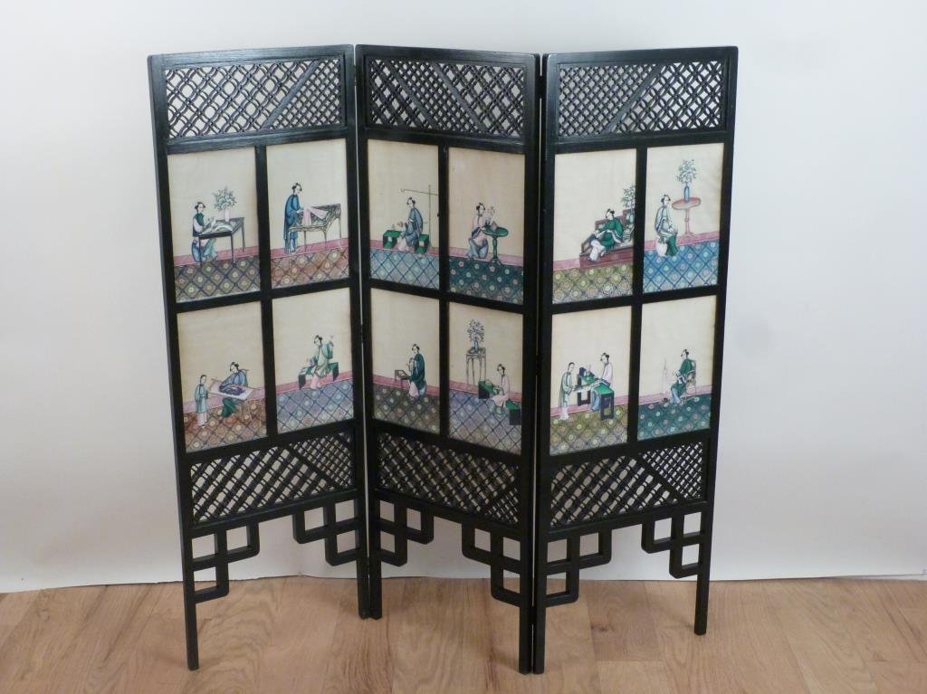 Chinese 3 Panel Floor Screen (1 of 6)
