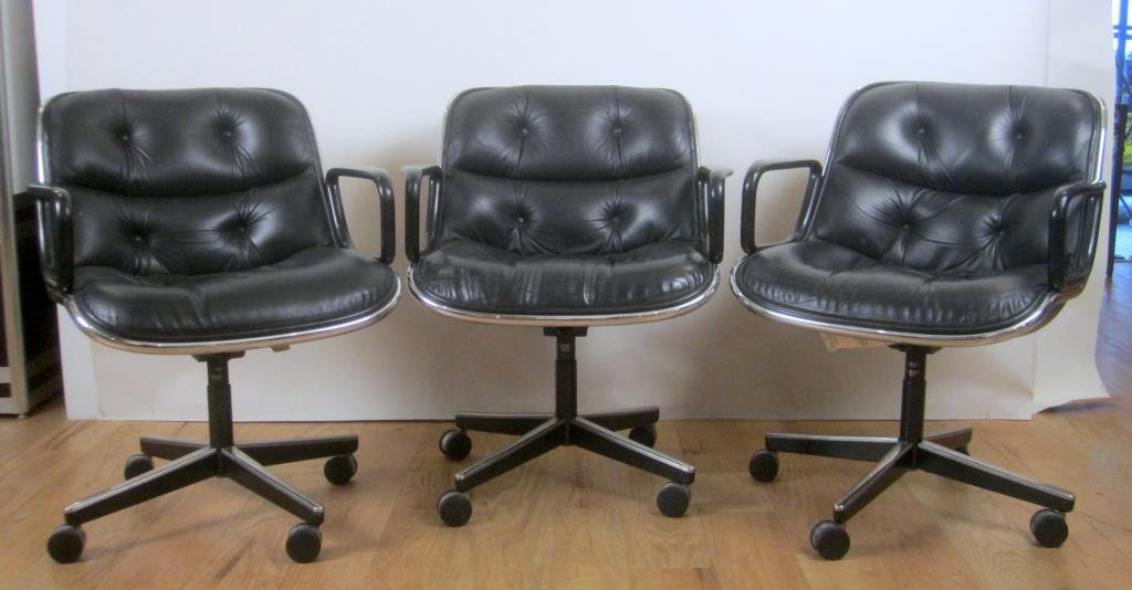 3 Knoll Leather Office Arm Chairs (D) (1 of 9)