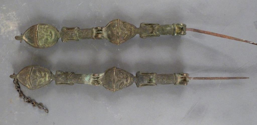 Pair African Bronze Figural Post Tops (1 of 7)