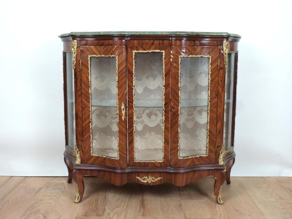 French Style Marble Top Vitrine Cabinet (1 of 9)
