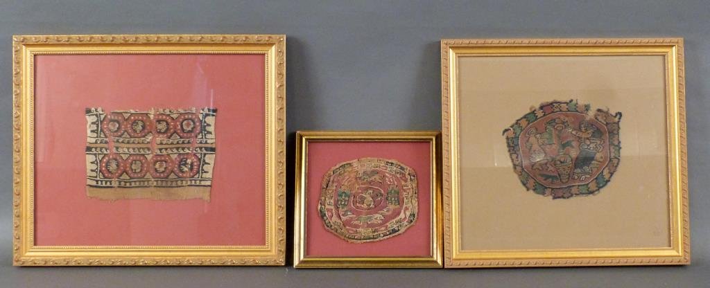 3 Framed Coptic Textile Fragments (1 of 6)