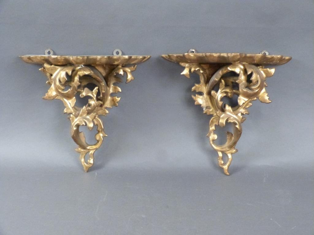 Pair Gilt Carved Rococo Brackets (1 of 7)
