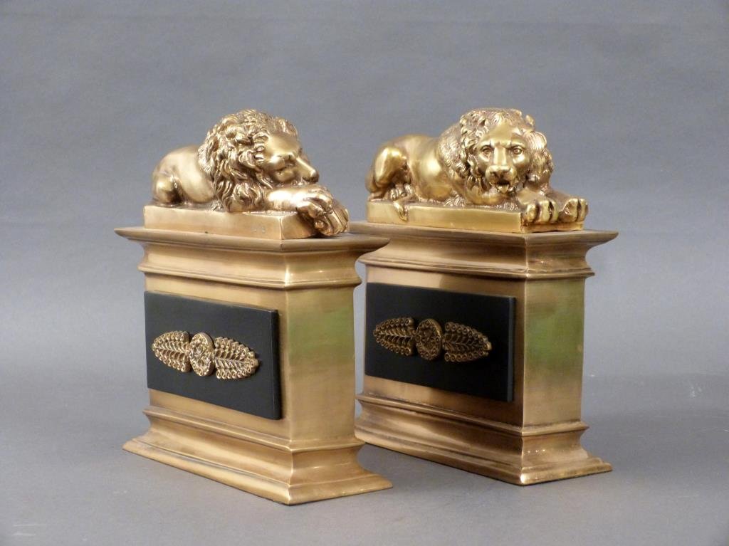 Pair Heavy Brass and Metal Bookends (1 of 6)