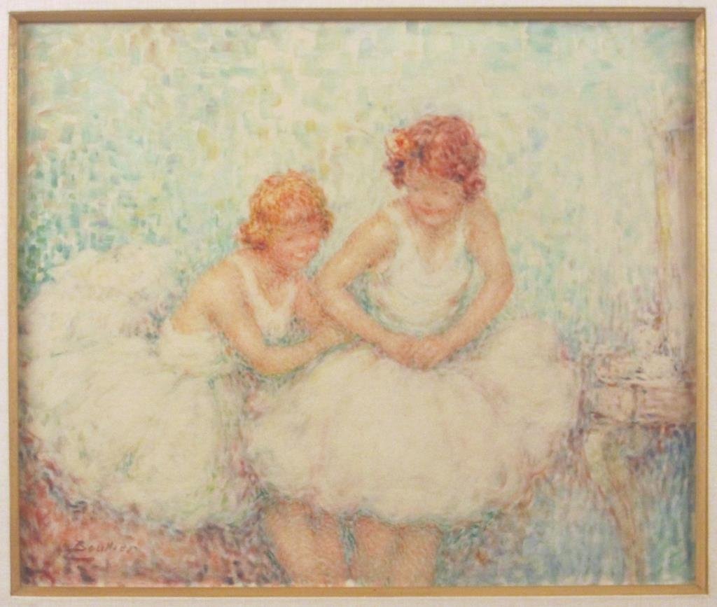 Lucien Boulier (French, 1882-1963) - Giclee: Study of two young dancers. 17.5 X 21" (28" X 32") (possibly a painting, but we cannot guarantee."