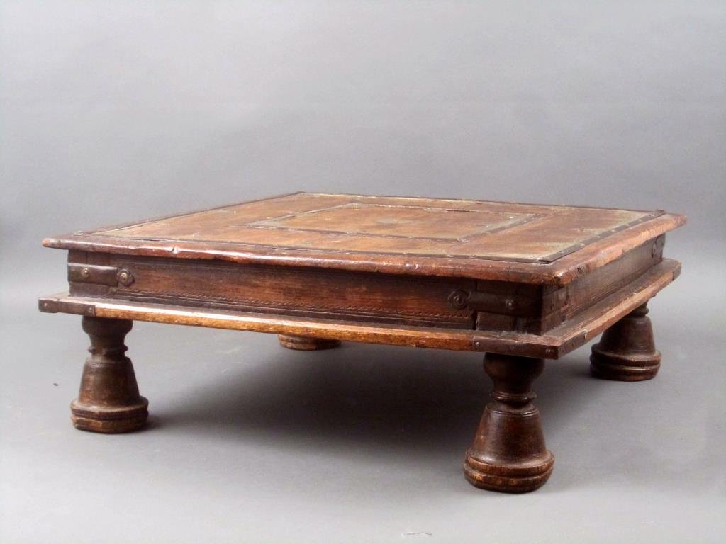 Antique Indian Oak Low Stool (1 of 5)