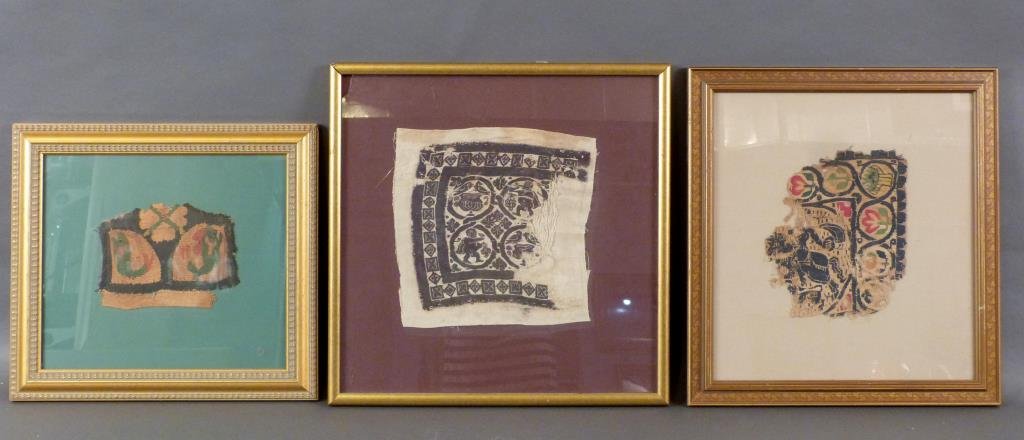 3 Framed Coptic Textile Fragments (1 of 7)