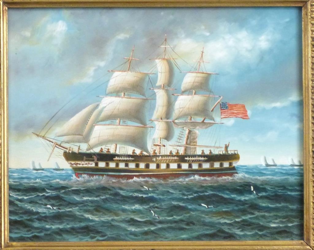 Decorative Oil on Board - Schooner (1 of 3)