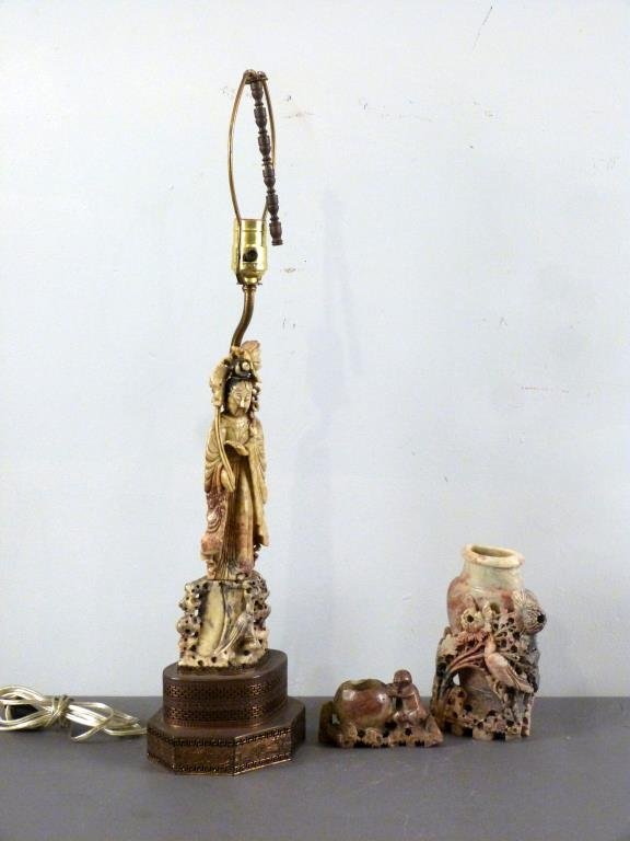 3 Carved Soapstone Articles (1 of 3)