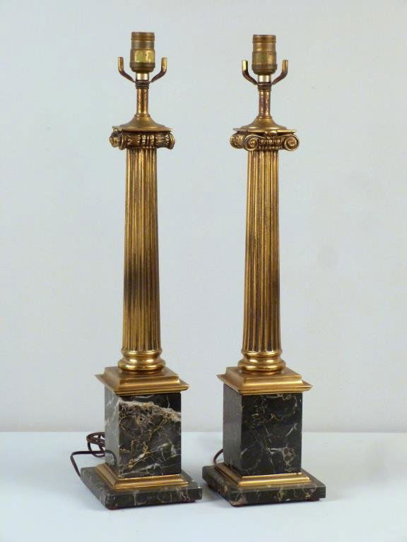 Pair Neo-Classical Style Column Lamps (1 of 5)