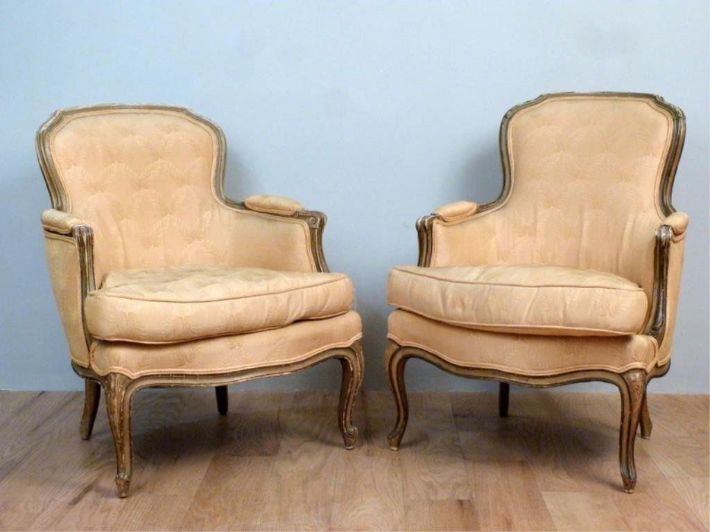 Pair French Painted Bergeres (1 of 5)