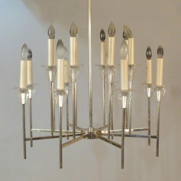 Mid Century 8 Arm Chromed Metal Chandelier (1 of 4)