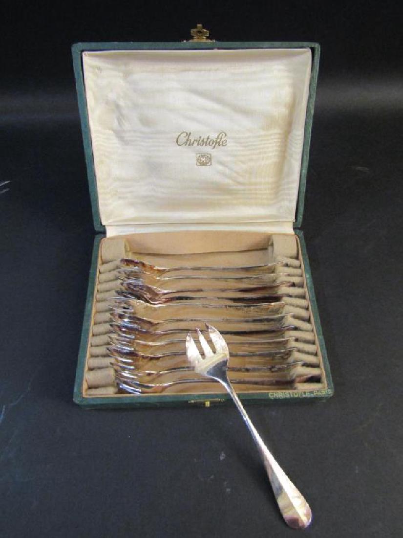 Set of 12 Christofle Scoop Forks: Not in original fitted case (spork).