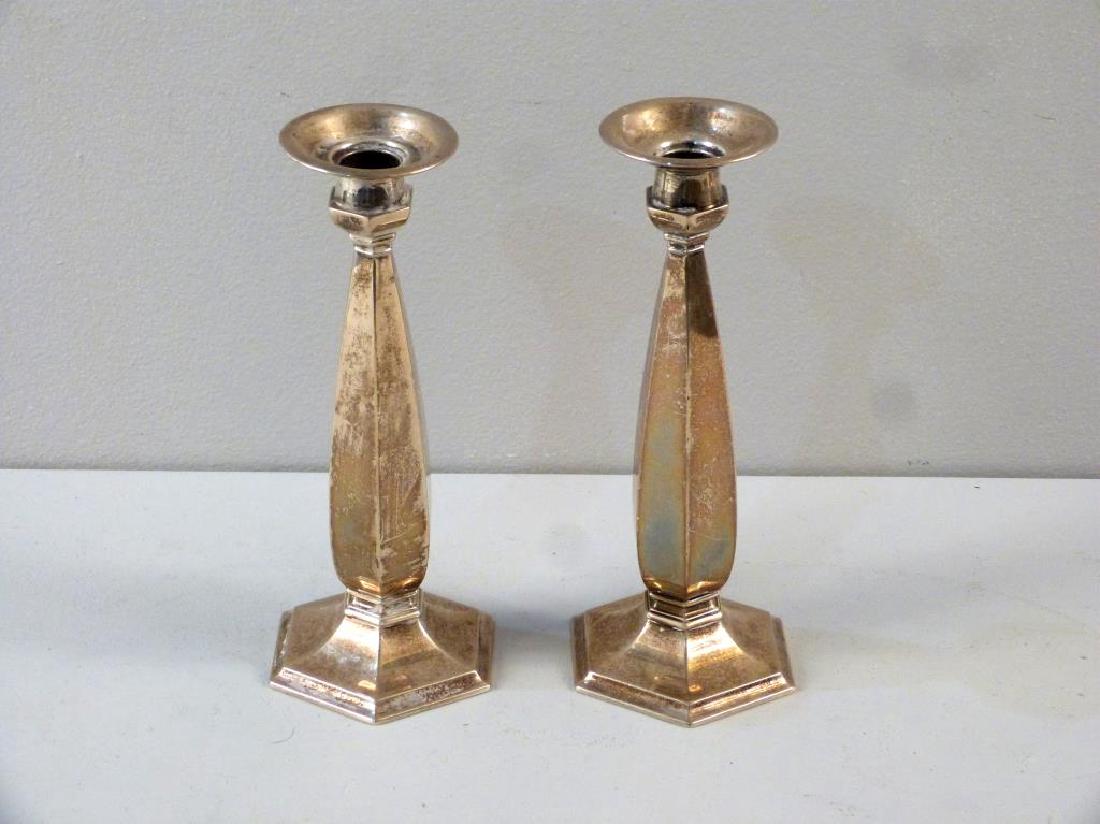 Pair Mid Century Sterling Candlesticks (1 of 5)