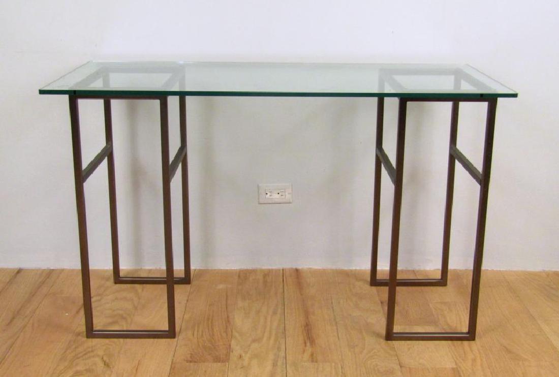 Glass Top Two Pedestal Table (1 of 5)