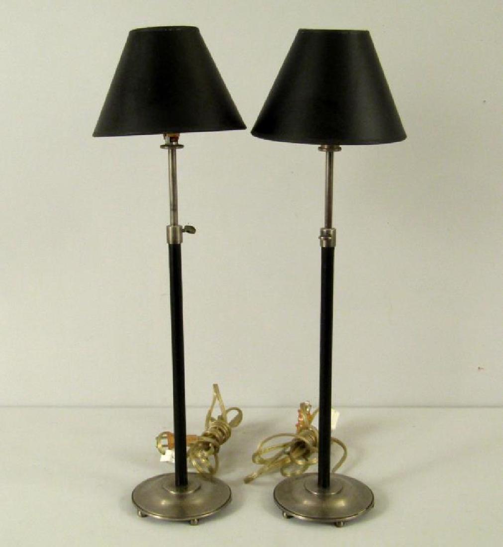 Pair Art Deco Style Leather Wrapped Chrome Lamps (1 of 5)