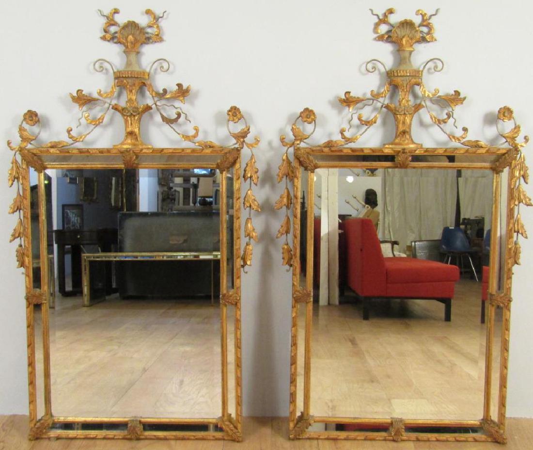 Pair Adam Style Beveled Glass Mirrors (1 of 8)