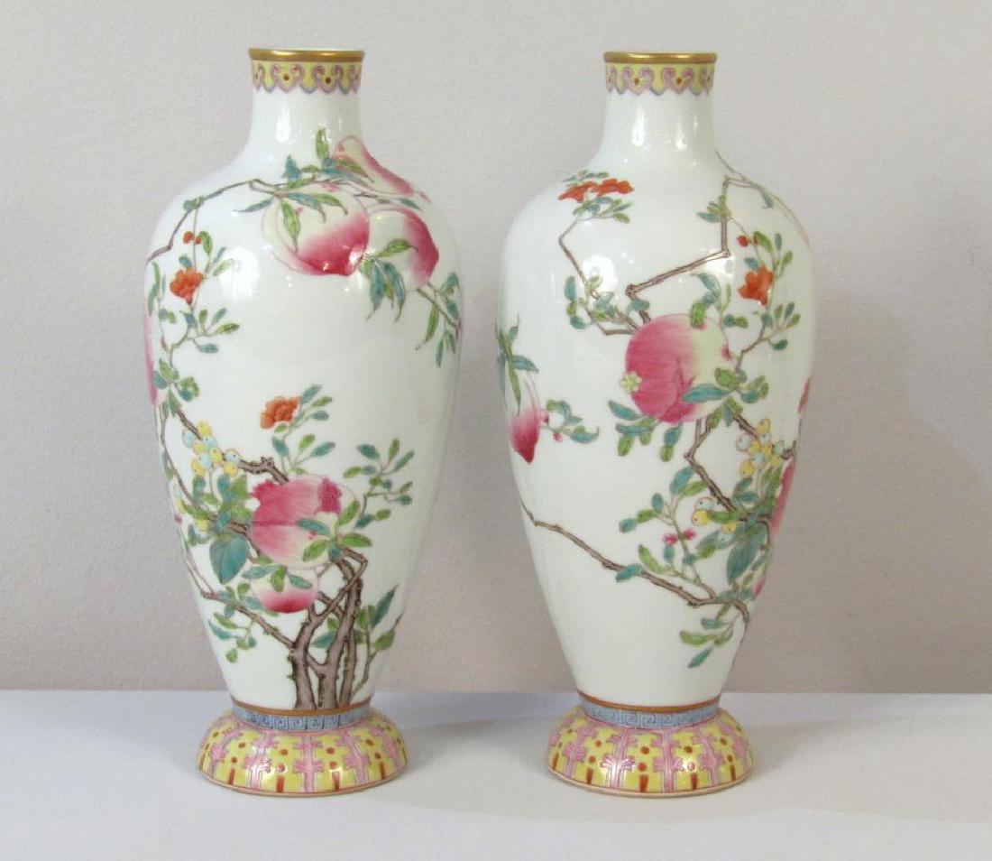 Pair Chinese Peach Blossom Porcelain Vases (1 of 7)